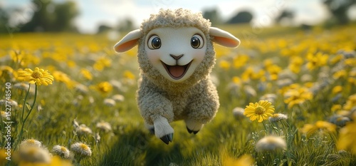 Cute lamb in a field of flowers (1)