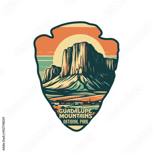Vintage Guadalupe mountains USA National park, Retro National park, United States of America National Park, national park service