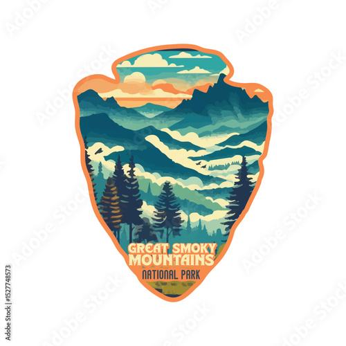 Vintage Great Smoky Mountains National park, Retro National park, United States of America National Park, national park service, Great Smoky mountains 