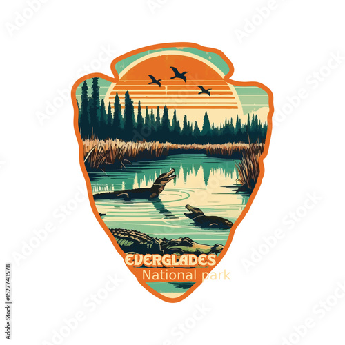 Vintage Everglades National park, Retro National park, United States of America National Park, national park service