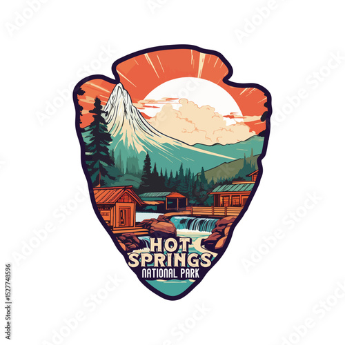 Vintage Hot springs USA National park, Retro National park, United States of America National Park, national park service, hot springs national park