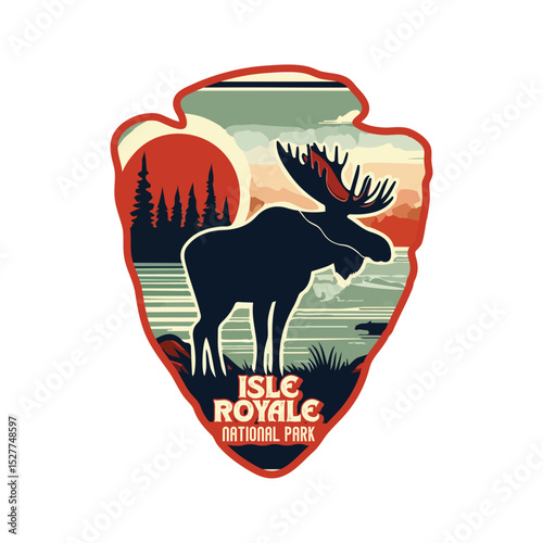Vintage Isle royale USA National park, Retro National park, United States of America National Park, national park service