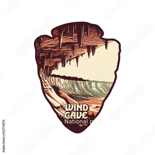 Vintage Wind Cave National park, Retro National park, United States of America National Park, national park service
