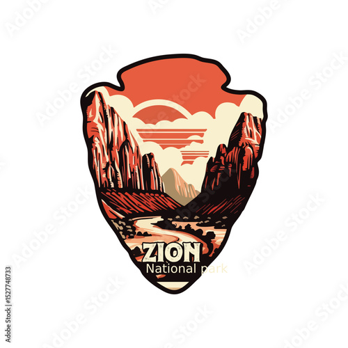 Vintage Zion National park, Retro National park, United States of America National Park, national park service