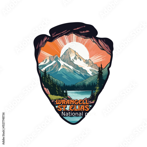 Vintage Wrangell-st. Elias national park, Retro National park, United States of America National Park, national park service
