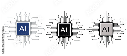 Artificial intelligence circuit . Machine learning design. Smart network digital technology. AI. Vector illustration