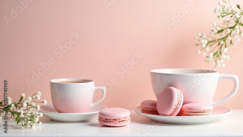 cup of coffee and pink rose