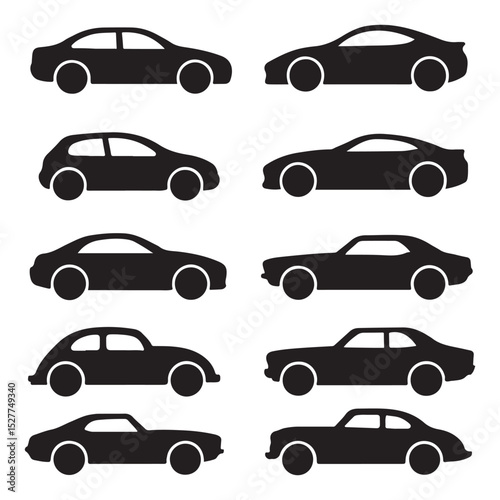 Classic and Modern Car Silhouette Set Vector 

