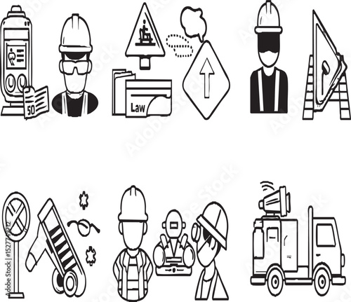 Construction, Safety, and Emergency Services Line Icons