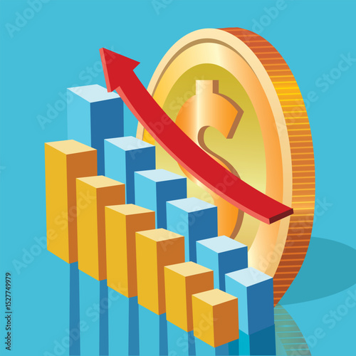Cryptocurrency dollar Growing, Dollar All Time High With Graph, Dollar Investment. vector,illustration