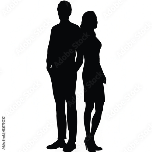 Couple pose vector silhouette