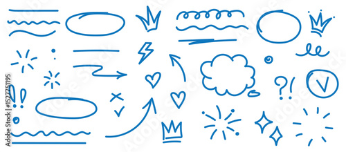 Decorative doodles sketch scribble hand drawn handmade pencil pen marker set vector graphic design illustration art for business infographic journal set pointing arrow speech bubble line outline shape
