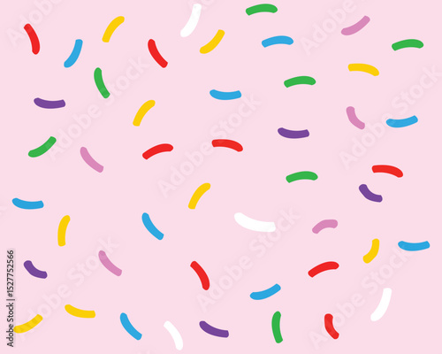 Colorful donut sprinkles seamless pattern. Pink candy cream background. Cake glaze  overlay for decorative banner, poster, template. Cupcake or ice cream topping texture. Vector wallpaper