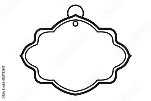 Vector set of vintage Christmas tree ornament design tags with blank frames and retro decorative borders
