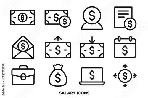 Salary icons collection: money, payment, finance symbols for business
