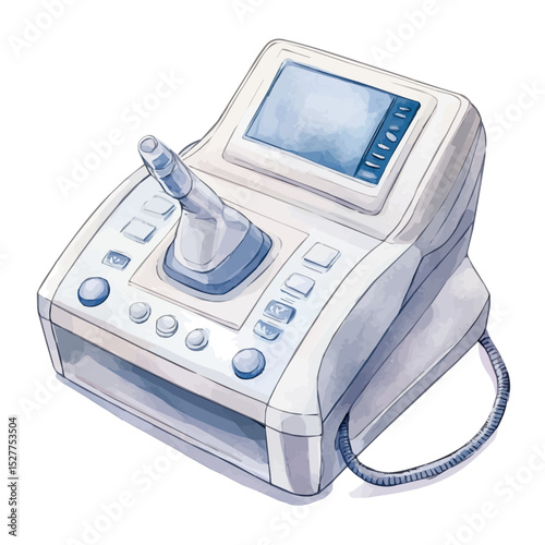High Frequency Facial Machine, watercolor vector, high quality, isolated on a white background.