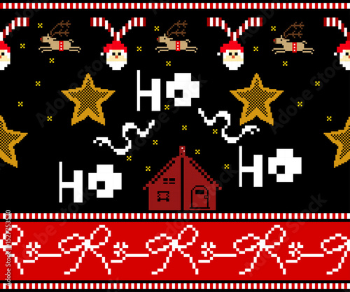 Christmas abstract art background, print, fabric, handmade, embroidery, Pixel pattern, seamless Geometric ethnic oriental, wallpaper, clothing, wrapping, Batik, fabric, and illustration embroidery.