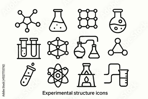 Experimental structure icons set: chemistry and laboratory elements