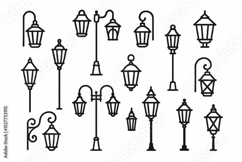 Vintage lantern silhouettes collection – classic street lamp designs