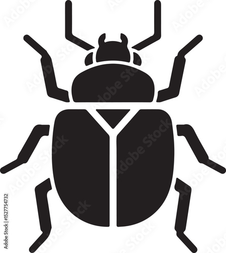 Detailed Illustration of a Black Beetle Entomology Art