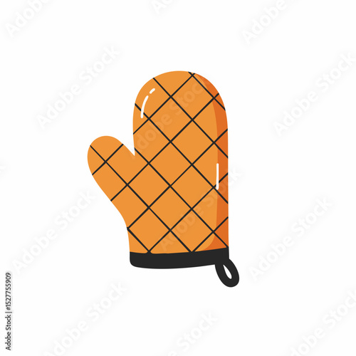 Simple orange quilted oven mitt cartoon illustration