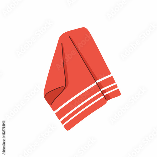 Simple red folded kitchen towel cartoon illustration