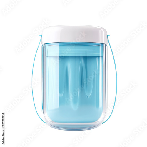 Blue liquid in transparent container studio shot of abstract design on on transparent background