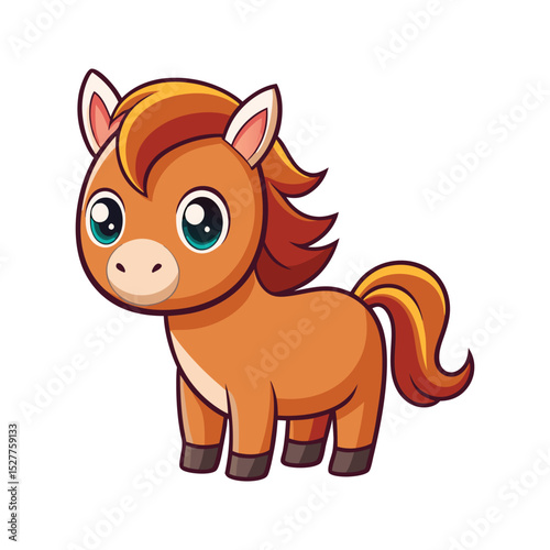 Adorable cartoon pony illustration depicting a friendly horse for children and educational purposes