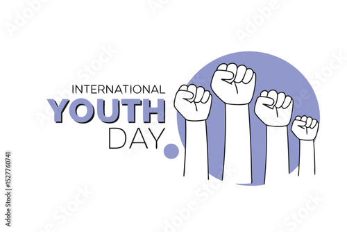 International youth day design featuring raised hands in yellow