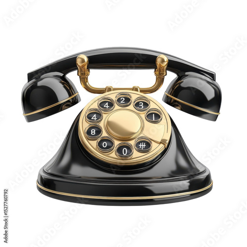 Classic Rotary Phone Antique Telephone Receiver Old Fashioned on transparent background