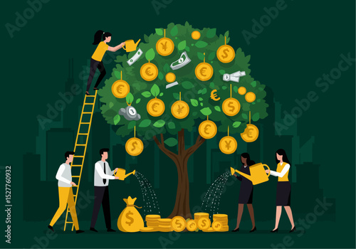 vector illustration of a tree in the night