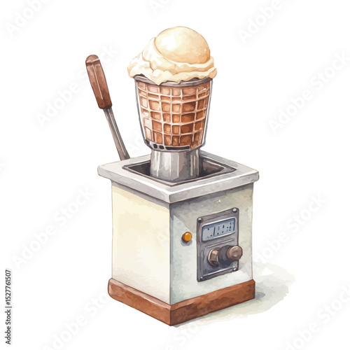 Ice Cream Maker, watercolor painting vector, high quality, isolated on a white background.