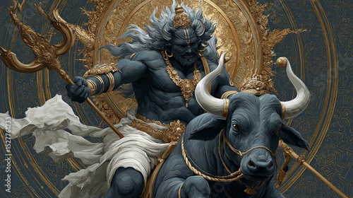 Majestic depiction of Lord Yamaraj, Hindu god of death