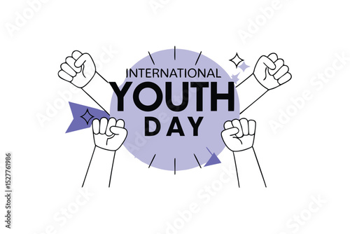 International youth day design featuring raised hands in yellow