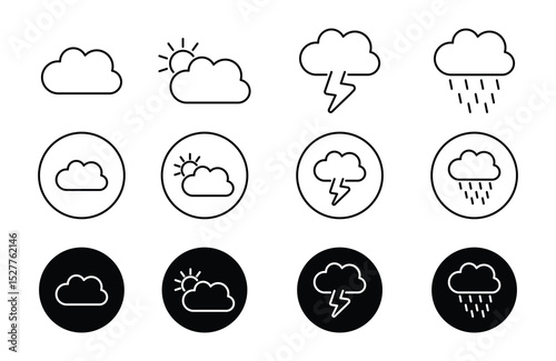 weather icon set in thin line. Clouds, wind, rain, sun, weather forecast, vector illustration. use for web, UI, and mobile apps.