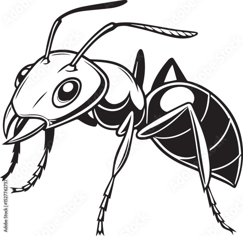 Ant face icon with mandibles and eyes in minimal symmetric layout for science visuals