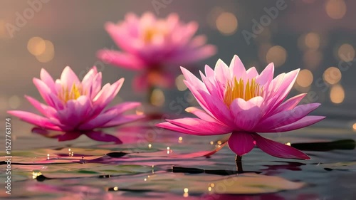 Wallpaper Mural 4K Lotus Light Loop – Sunlit Petals and Rippling Water in Dreamy Motion​ |  Zen Floral Glow​ Series Torontodigital.ca