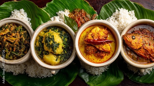 Traditional Bengali Dishes - Rice, Meat, and Vegetables
