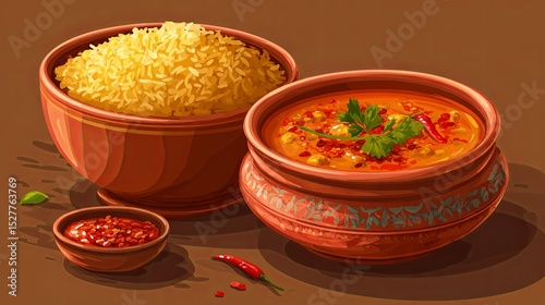 Traditional Indian Dish Dal with Rice - Spicy and Delicious