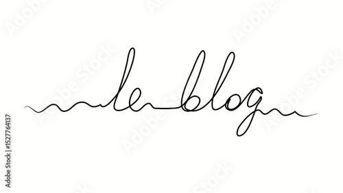 Blog text in French. One line drawing doodle hand drawn. Video 4k  object illustration, minimalism hand drawn sketch design modern new