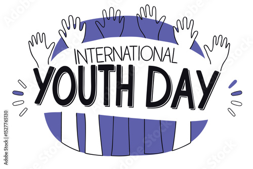 International youth day design featuring raised hands in a predominantly yellow color scheme