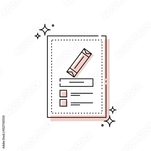 Voting ballot with checkbox and pencil illustration in minimal style  