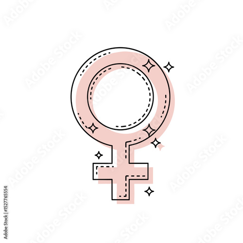 Feminine symbol in pink color with decorative sparkles  