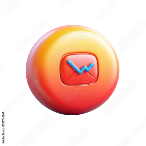 3D Mail Icon Globe Message Notification Communication Email Marketing on transparent background