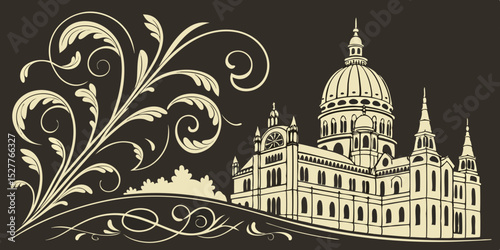 Seamless relief sculpture decoration retro pattern dark black  background. Ideal for greeting card or backdrop template design vector illustration.