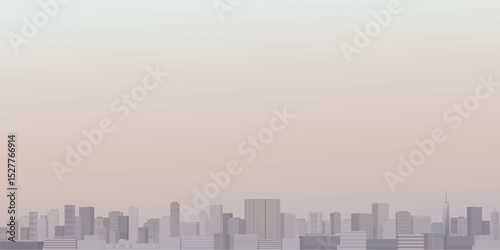 Minimalist cityscape with silhouette skyscrapers and vanilla sky background graphic illustration have blank space.