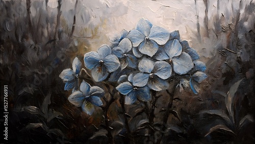 Whispers in Blue: Hydrangeas in Soft Brushstrokes