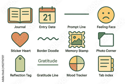 Journaling symbols: organization, emotion tracking, and memory keeping icons