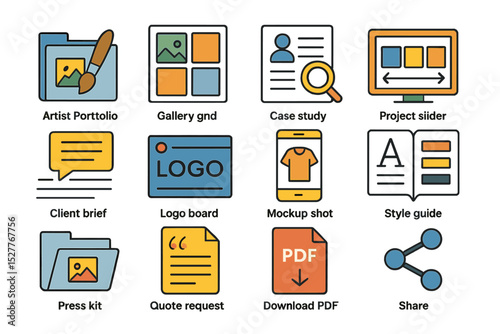 Illustrated icons for creative projects and media management
