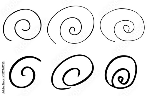手描きの渦巻きのバリエーション、ペンで描いたゆるい線画